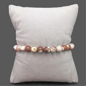 Artisan Brown Zebra Jasper Bracelet Beaded 6mm Gemstone Stretch Earthy Unisex